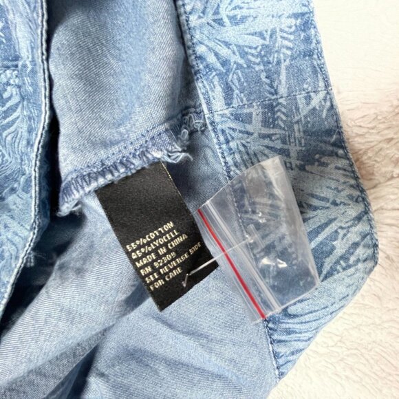 DG2 By Diane Gilman Women Palm Chambray Jacket Plus Size 2X Blue Lightweight New - Picture 4 of 9